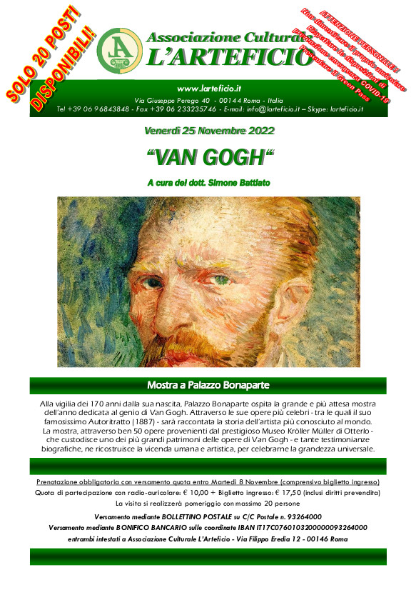 VAN GOGH Venerdì 25 Novembre 2022