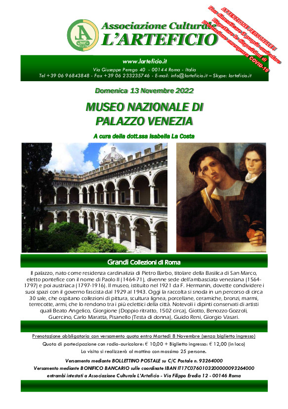 MUSEO NAZIONALE DI PALAZZO VENEZIA Domenica 13 Novembre 2022
