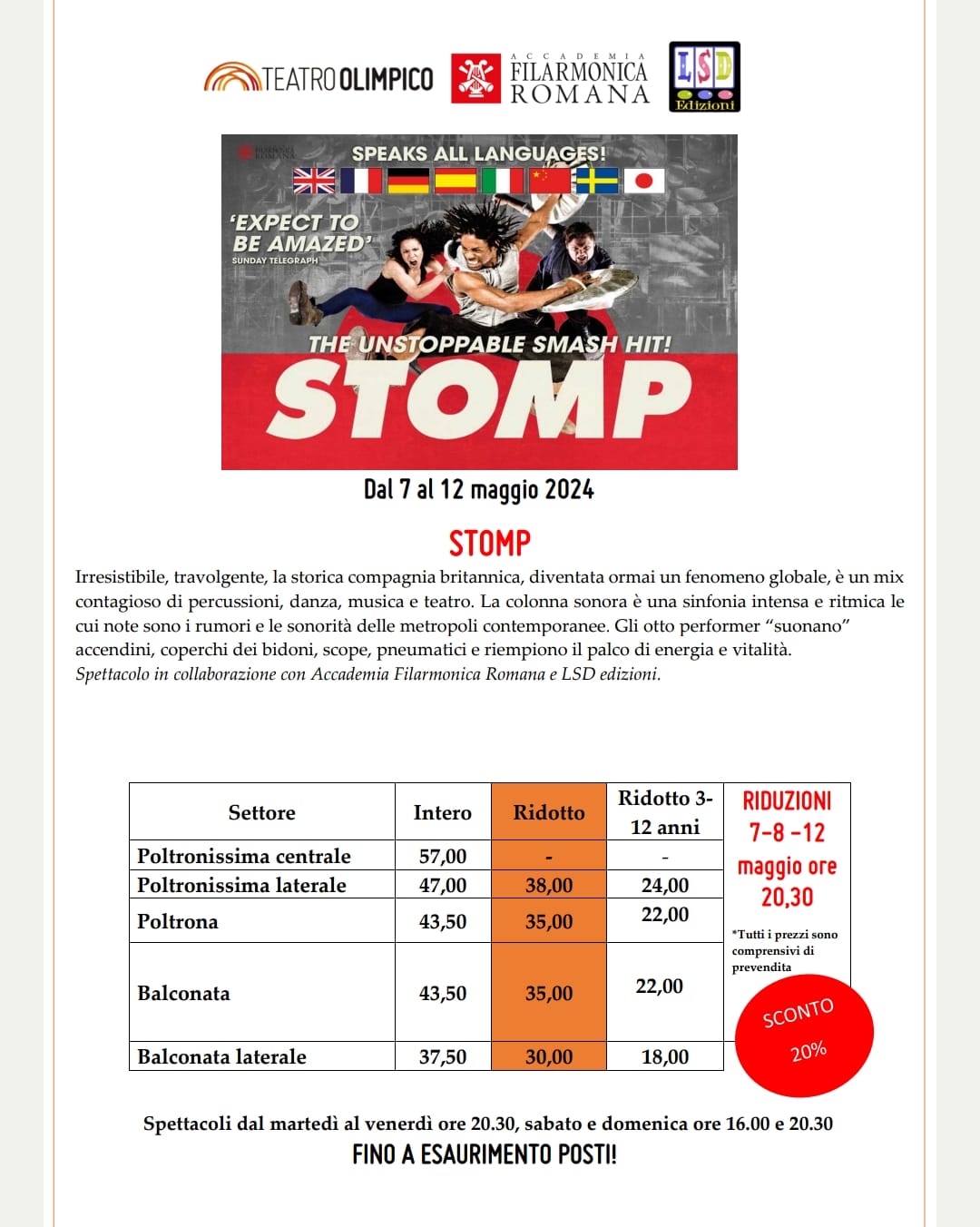 STOMP - Teatro Olimpico dal 07 al 12 maggio 2024