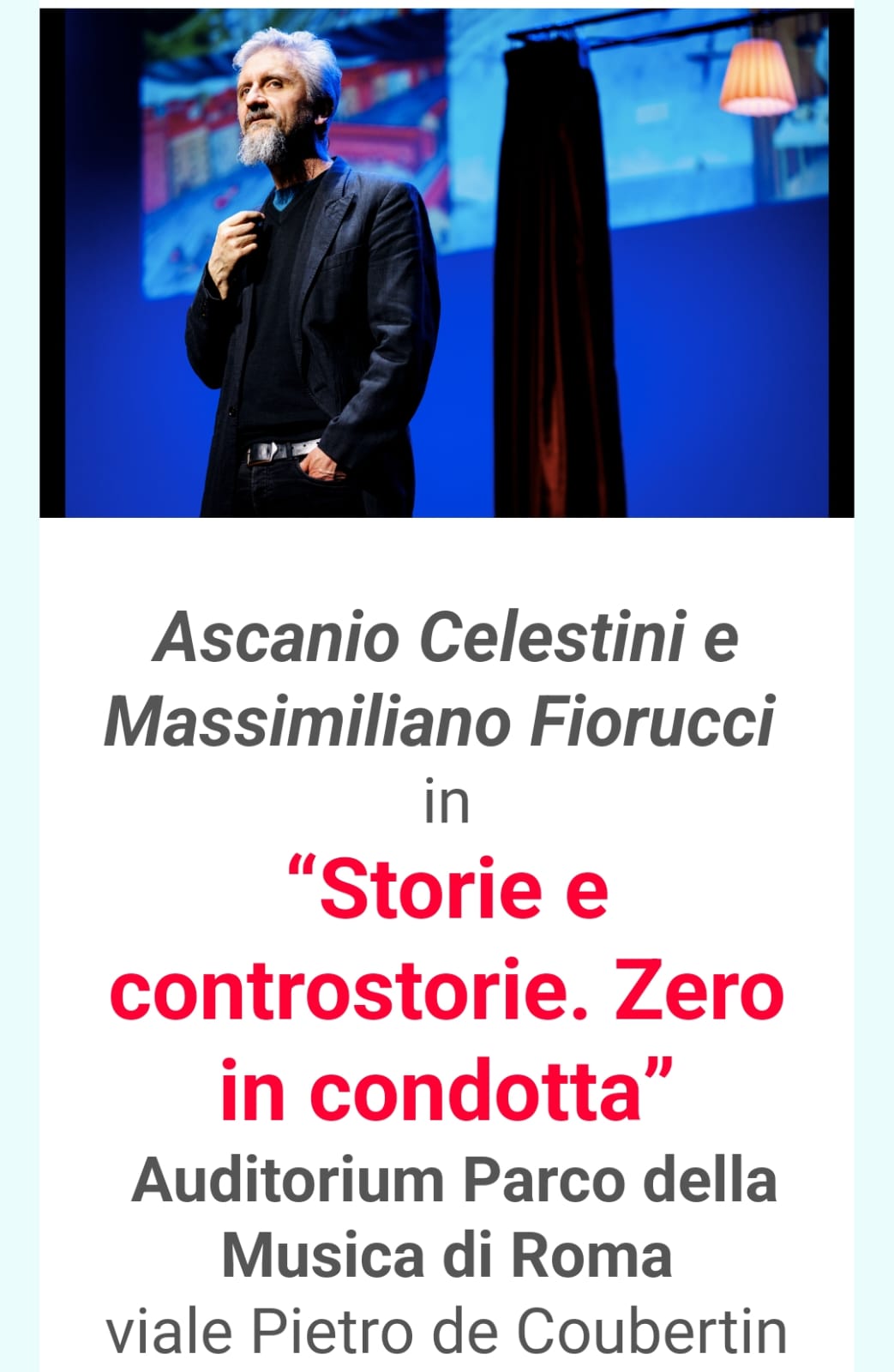 Ascanio Celestini all'Auditorium 27/03/25