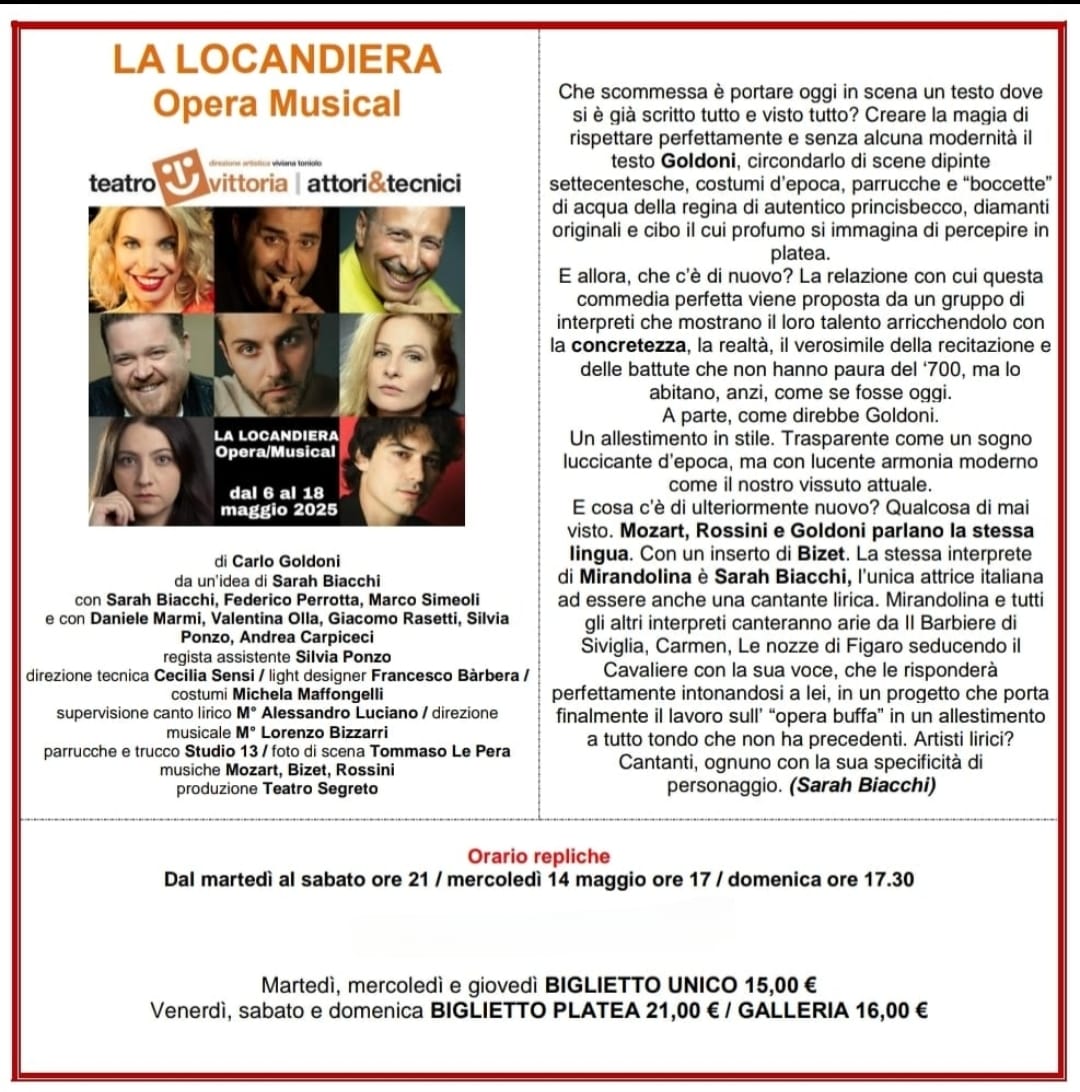 LA LOCANDIERA - TEATRO VITTORIA dal 6 al 18 Maggio