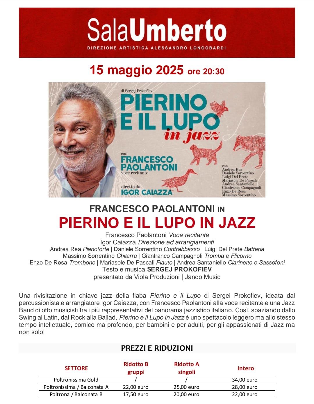 PIERINO e il LUPO - F.PAOLANTONI alla Sala Umberto 15 Maggio