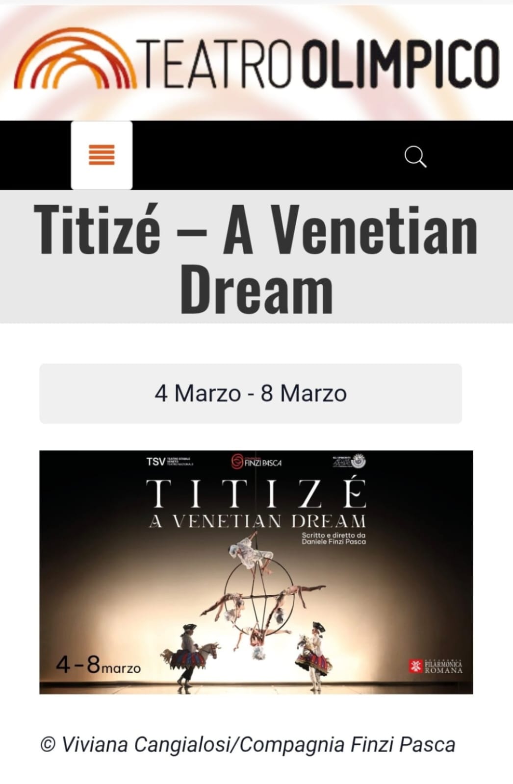 TITIZE' - A Venetian Dream - 4-8 Marzo 2025 TEATRO OLIMPICO