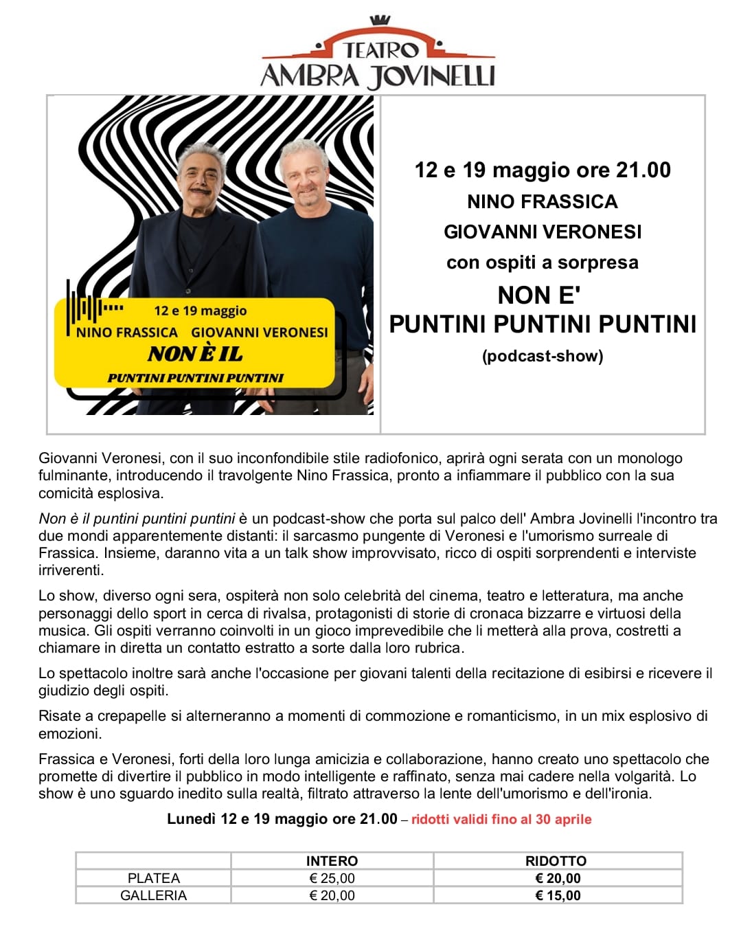 NON E' il PUNTINI PUNTINI PUNTINI... N.Frassica-G.Veronesi 12 e 19 Maggio
