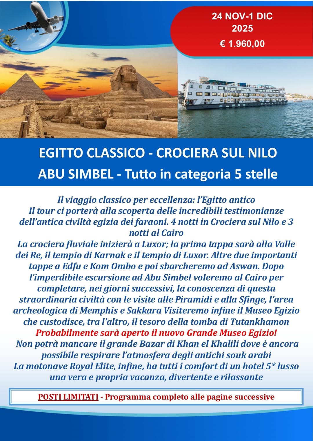 EGITTO CLASSICO + CROCIERA SUL NILO 2025