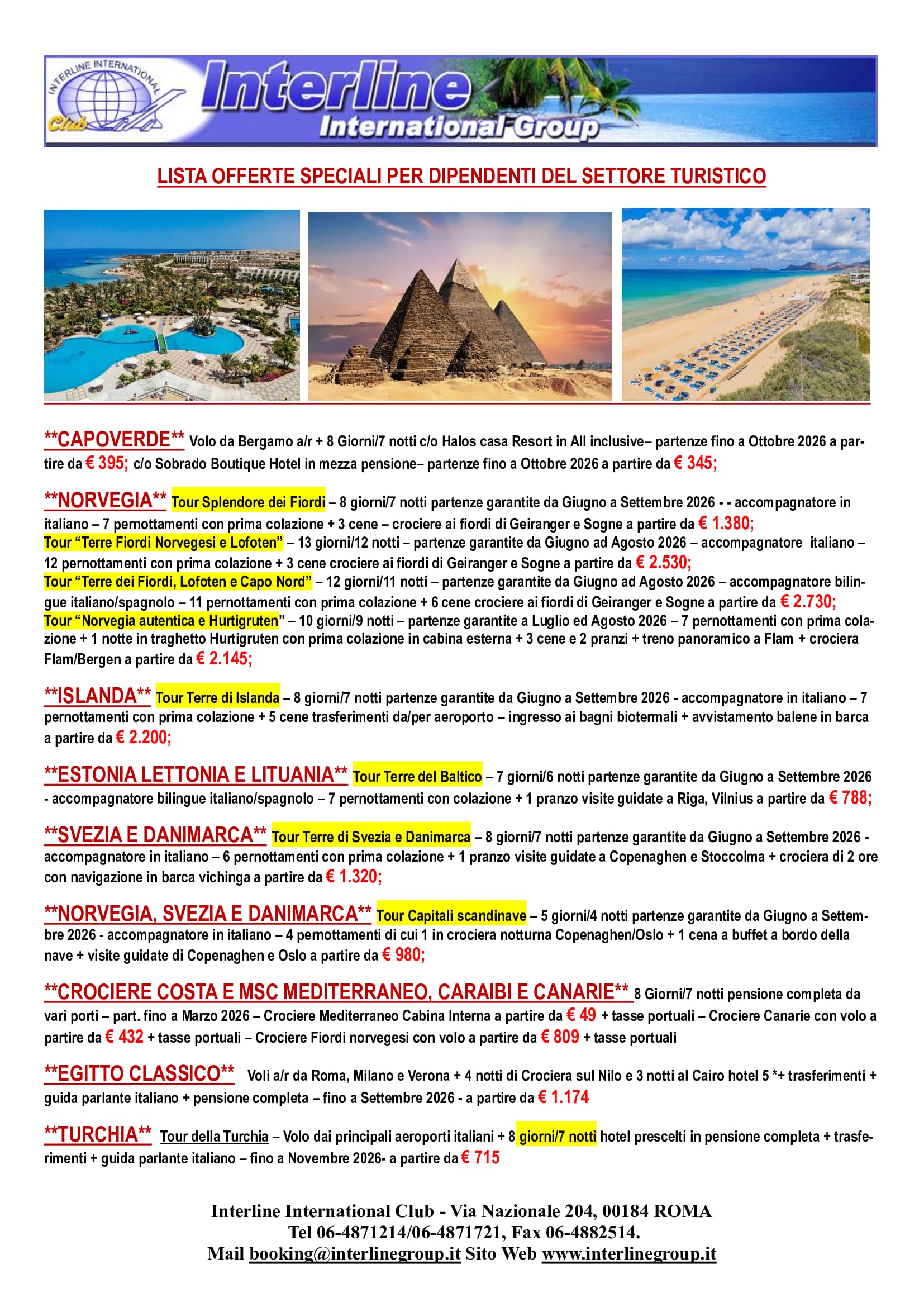 OFFERTE INTERLINE 2026 !!! 