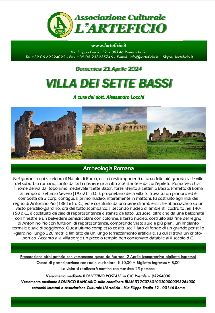 VILLA DEI SETTE BASSI  Domenica 21 Aprile 2024