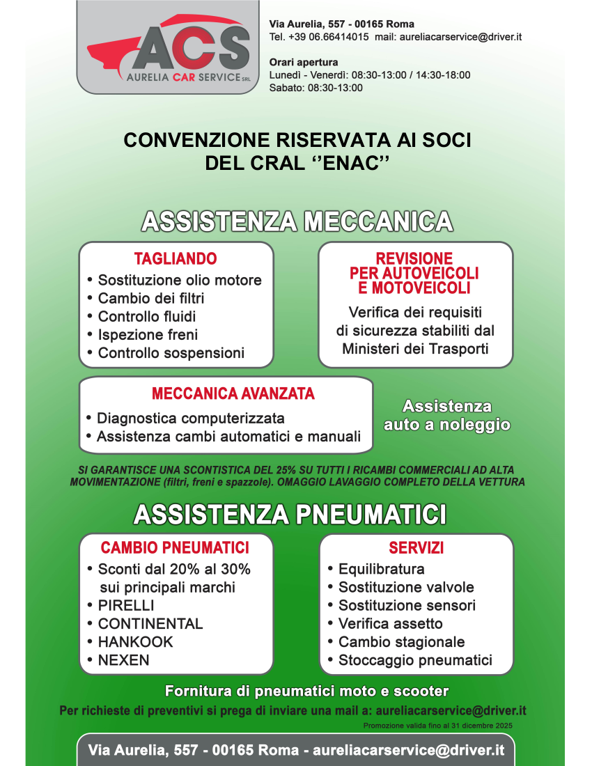 CONVENZIONE 2025 AURELIA CAR SERVICE SRL
