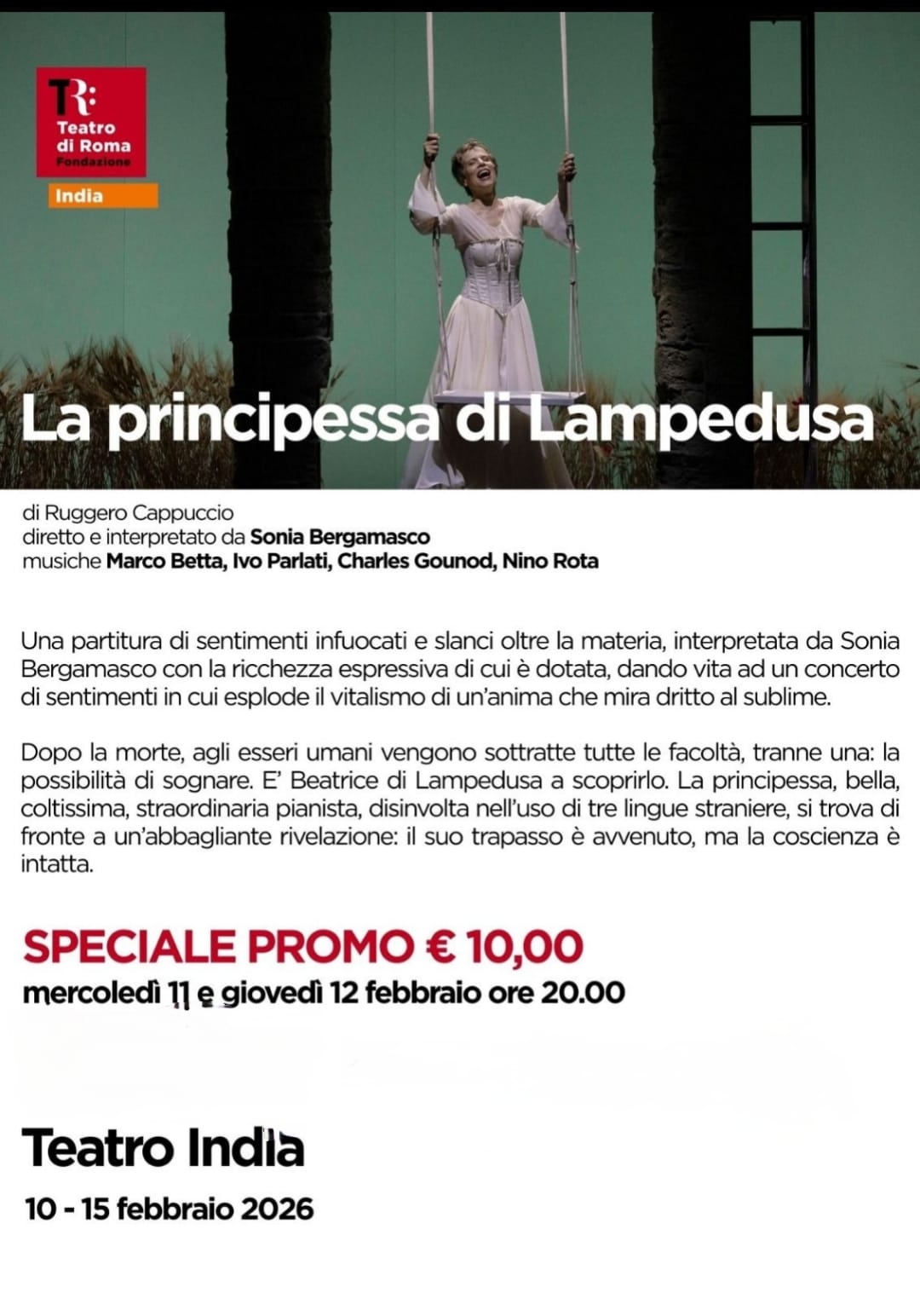 La Principessa di Lampedusa - Teatro INDIA 10-15 Febbraio 2026