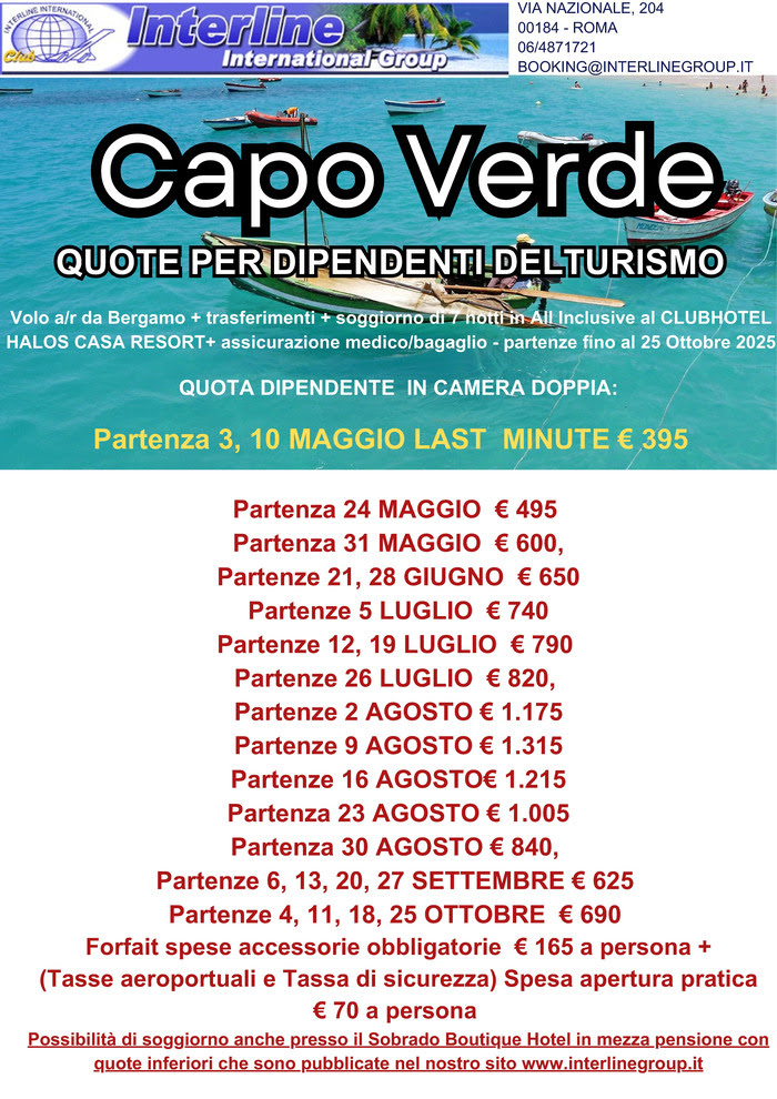 CAPO VERDE ESTATE 2025 - Scegli la tua opzione...
